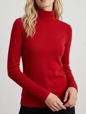 Madewell NWT Turtleneck Long-Sleeve Top in Wool Blend High Neck Red Holiday